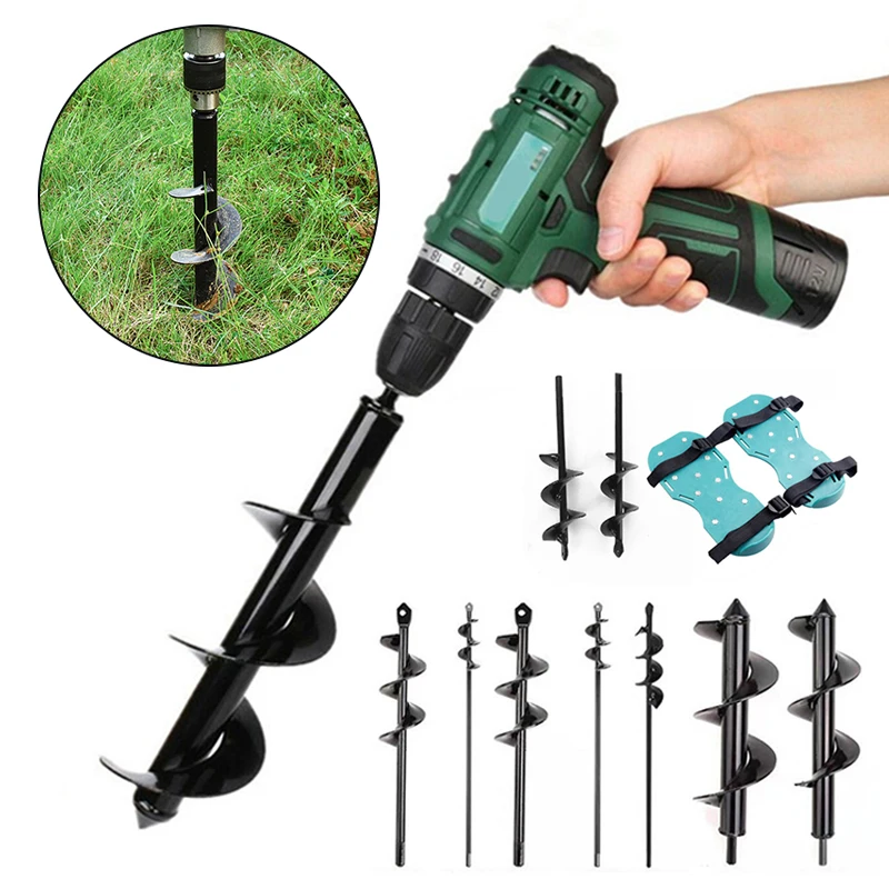 

Flower Planting Hole Digger Drill Bit Yard Gardening Bedding Planting Carbon Steel Planter Garden Auger Spiral Drill Bit