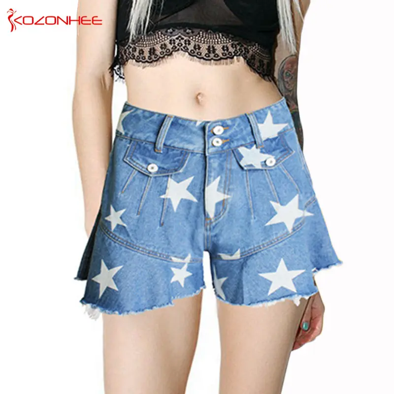 Шорты женские джинсовые с высокой талией свободные штаны-султанки из денима