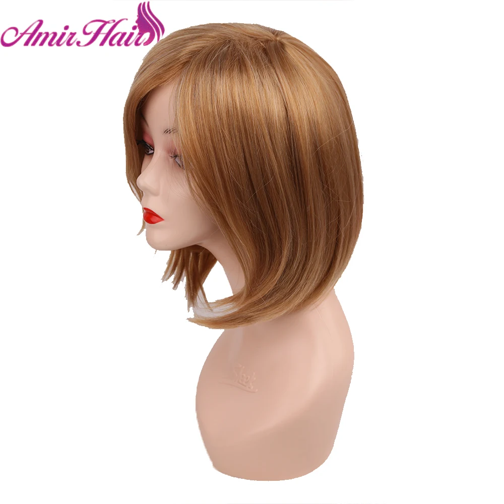 

Amir Short Hair WIgs Blonde Synthetic WIgs For Women Straight Hair With Part Side Bangs Bob Hairstyle Daily Party Cosplay