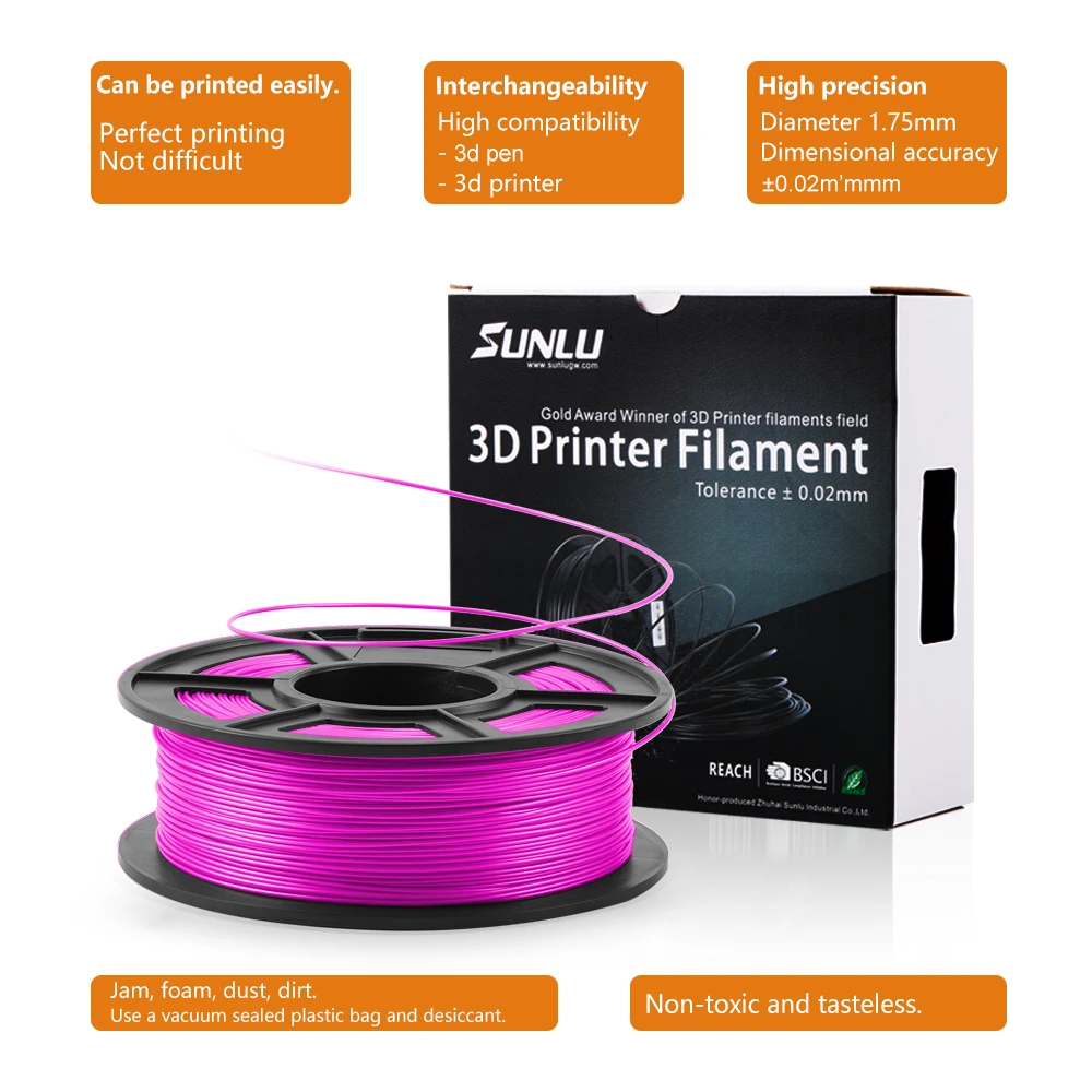 SUNLU 3d принтеры нити PLA/PLA плюс 1 кг 75 мм кг/2.2lb катушки DIY Лучший подарок печатания по