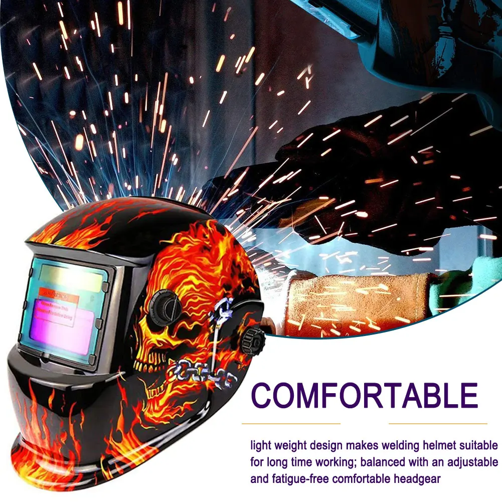 

Solar Automatic Welding Helmet Welding Mask Head-Mounted Protective Helmet With Powered Hood Shade Auto Darkening