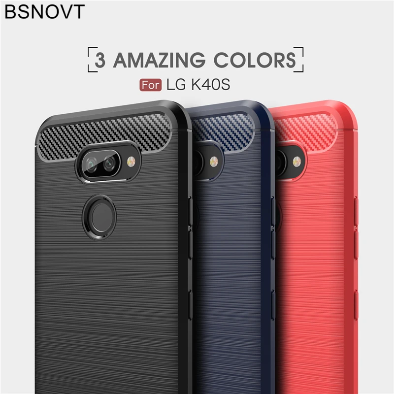 

For LG K40S Case Soft Silicone Carbon Fiber Shell 6.1 inch Shockproof Anti-knock Phone Case For LG K40S Cover For LG K40S BSNOVT