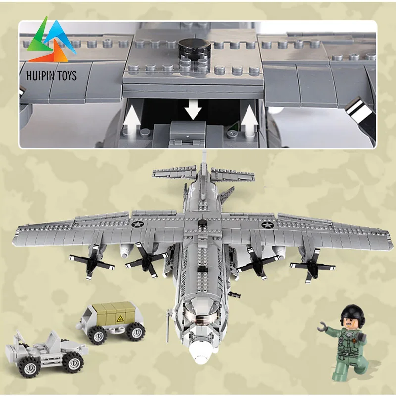 1713 шт., XINGBAO строительные блоки, легое, военная XB-06023, Военная серия, воздушный боевой корабль AC130, детские игрушки, кирпичи, модель самолета 4Px