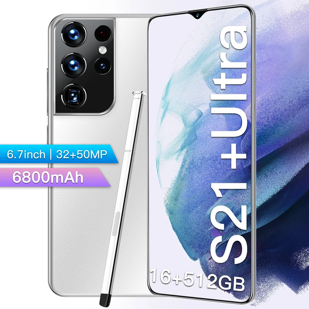 

Смартфон глобальная версия S21 + Ultra6.7 "16g + 512Gmobile Phones 6800Mah 32MP + 50MP Camera 5G сотовый телефон с поддержкой Google