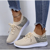 womens sneakers 2021 lace up sock shoes summer casual sneakers women knitted running ladies vulcanized shoes plus size 35 44