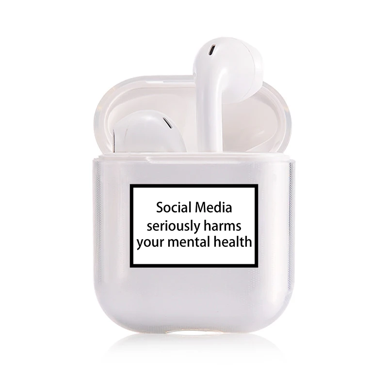 Предупреждение английские слова Мягкий силиконовый чехол для Apple Airpods 1/2 чехол Прозрачный Bluetooth беспроводные наушники коробка для наушников Чехол