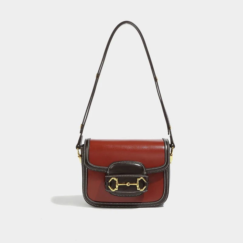 

Новая нишевая контрастная Замшевая сумка-седло в стиле ретро, Женская продвинутая сумка для подмышек, сумка-мессенджер на одно плечо