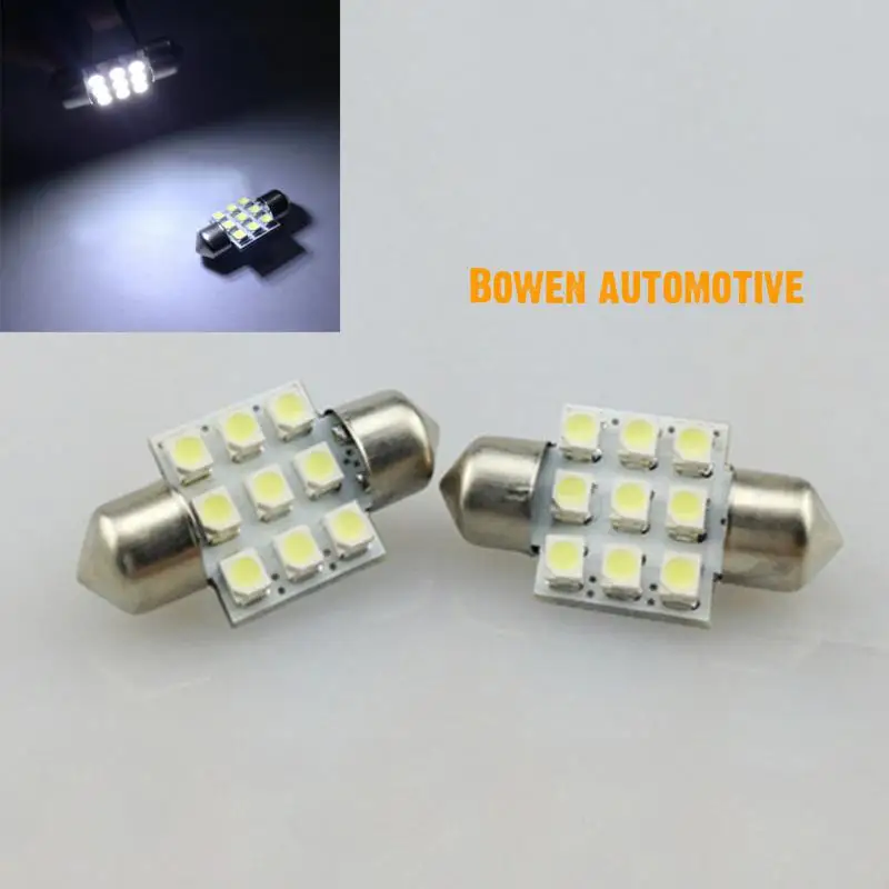 

LD 2X Automobile led double pointed lamp 31mm 1210 3528 9SMD led roof lamp reading lamp license plate lamp