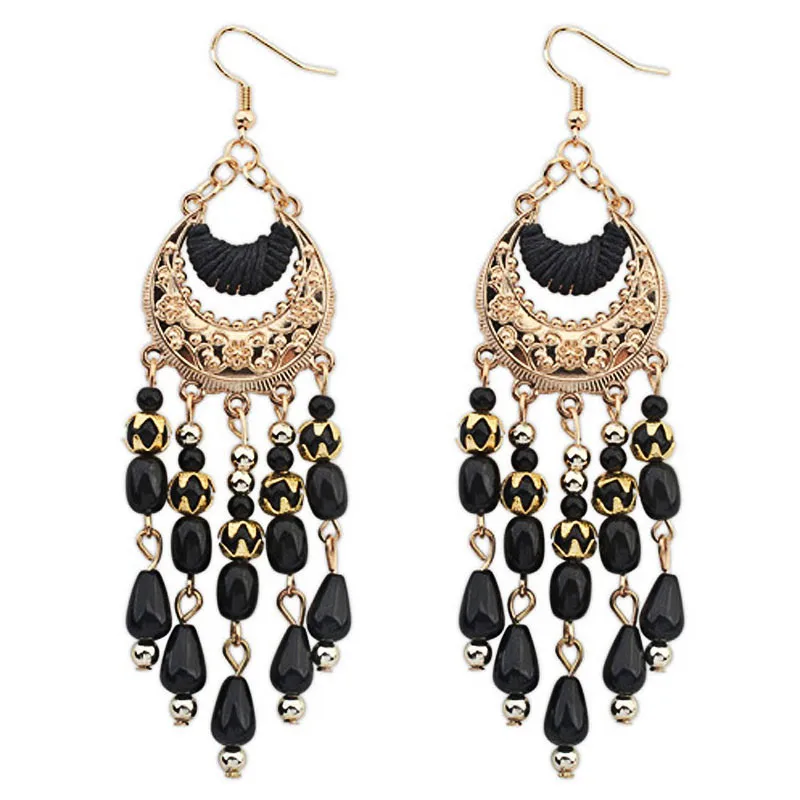 Классические богемные этнические висячие серьги с бахромой длинные большие