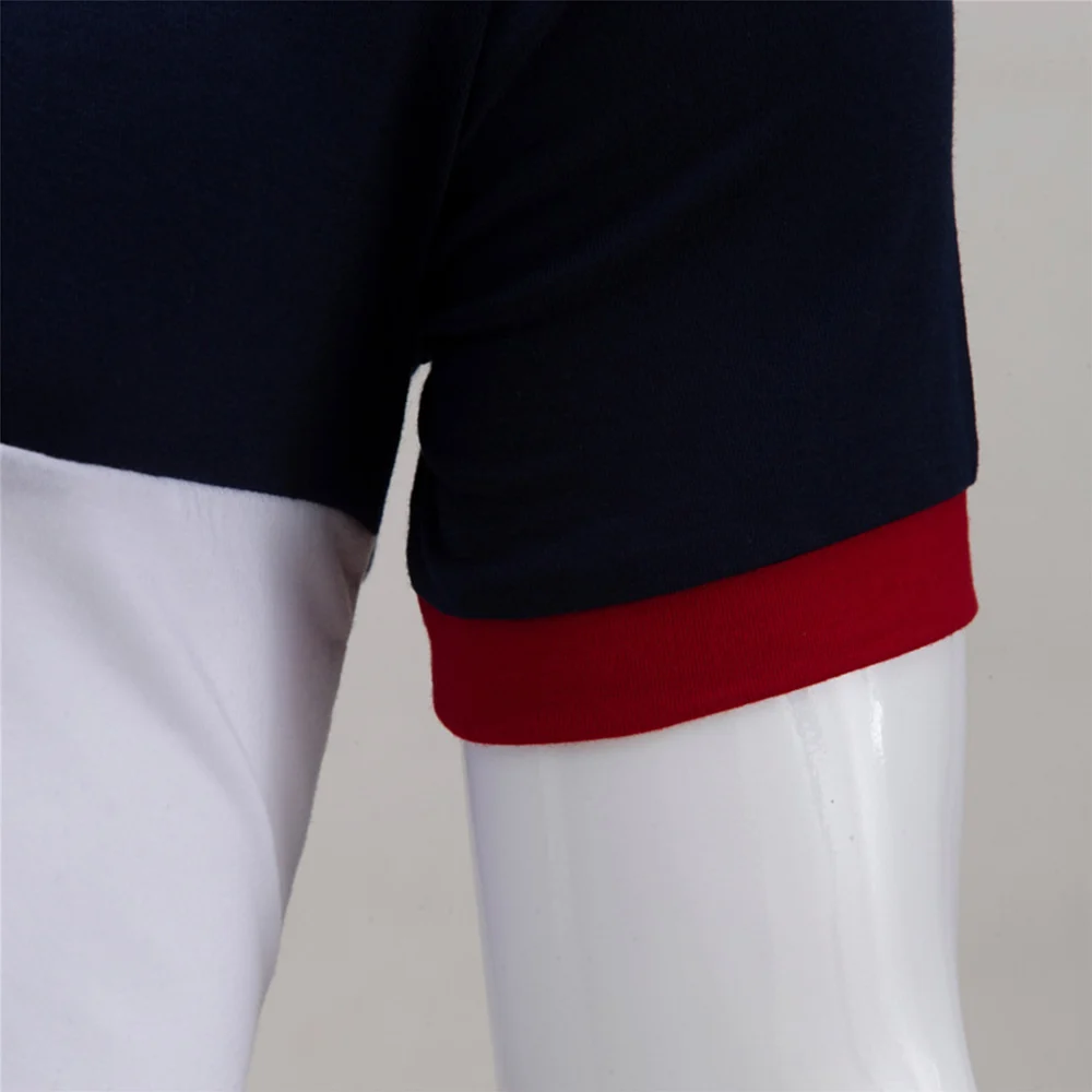 

Color splicing stand collar personalized Short Sleeve T-Shirt Top summer new men's casual and comfortable short sleeve T-shirt