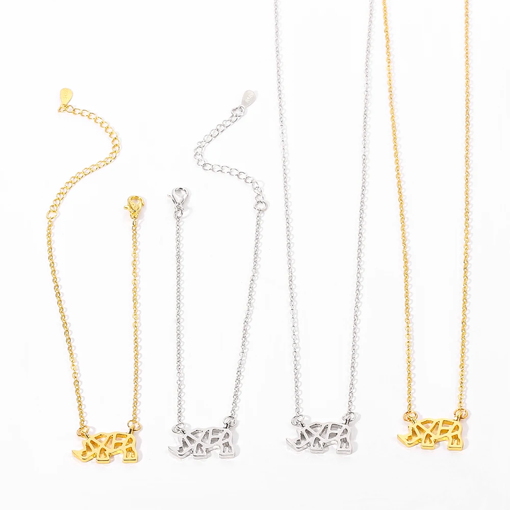 Позолоченные крошечные ожерелья с подвеской в виде единорога носорога для