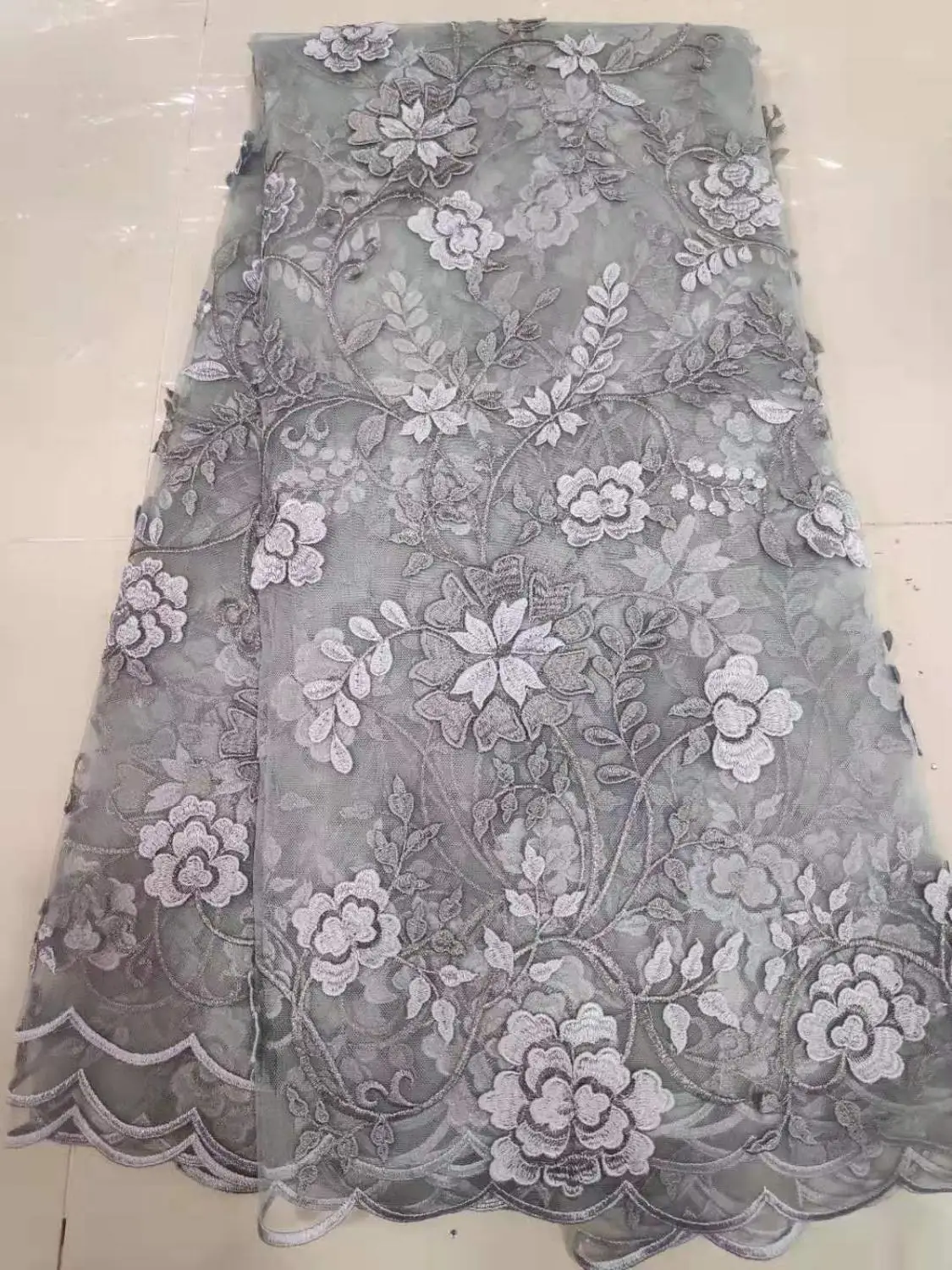 Hot Sale white Luxury African Lace Fabric 2019 High Quality Tulle French 3D Fabrics for Wedding Dress FHD725 | Дом и сад