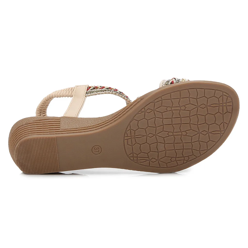 

Women Shoes 2020 Summer Hot Fashion Wedges Sandals Elastic Band Bohemia Beaded Slipper Casual Sandals Women Beach Shoes Platform
