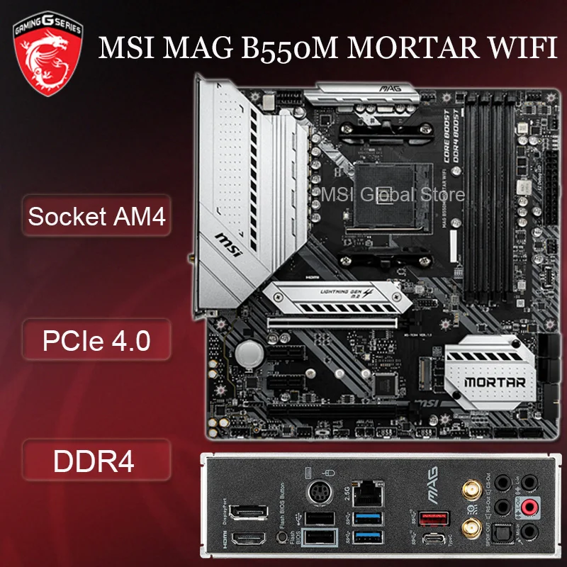 Verkauf Buchse AM4 MSI MAG B550M MÖRTEL WIFI Motherboard 128GB DDR4 PCI-E 4,0 PCI-E 3,0 M.2 SATA III HDMI Overlocking B550 Placa-Mãe Neue