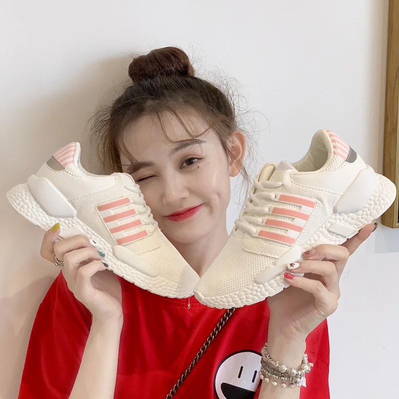 Женская обувь 2020 из искусственной кожи Дышащая Женские кроссовки