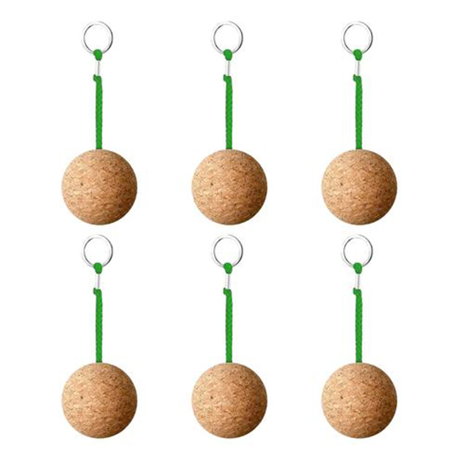 

Hot Creative Keychain Pendant 6 PCS Wooden Ball Floating Cork Keyring Water Sports Accessories for Swimming Diving Fishing