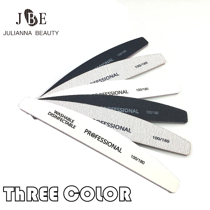 

10Pcs White/Black/Grey Professional Manicure Set 100/180 Grit Gel Polishing Nail Files Grinding Buffer Nails Trimming Tools