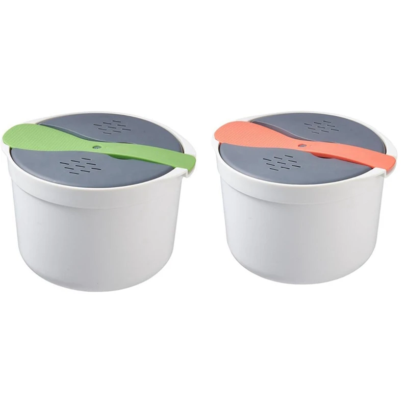 

2 Pcs Microwave Oven 2L Rice Cooker Multifunctional Steamer Hot Soup Cooking Bento Lunch Box PP Steaming Utensils, A & B