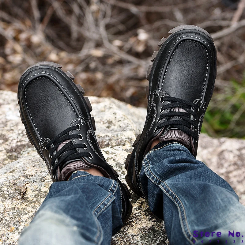 

Outdoor Hiking shoes Men Genuine Leather Shoes Men Dress Shoes 2019 Business Classic Leather Shoes Men Formal Footwear