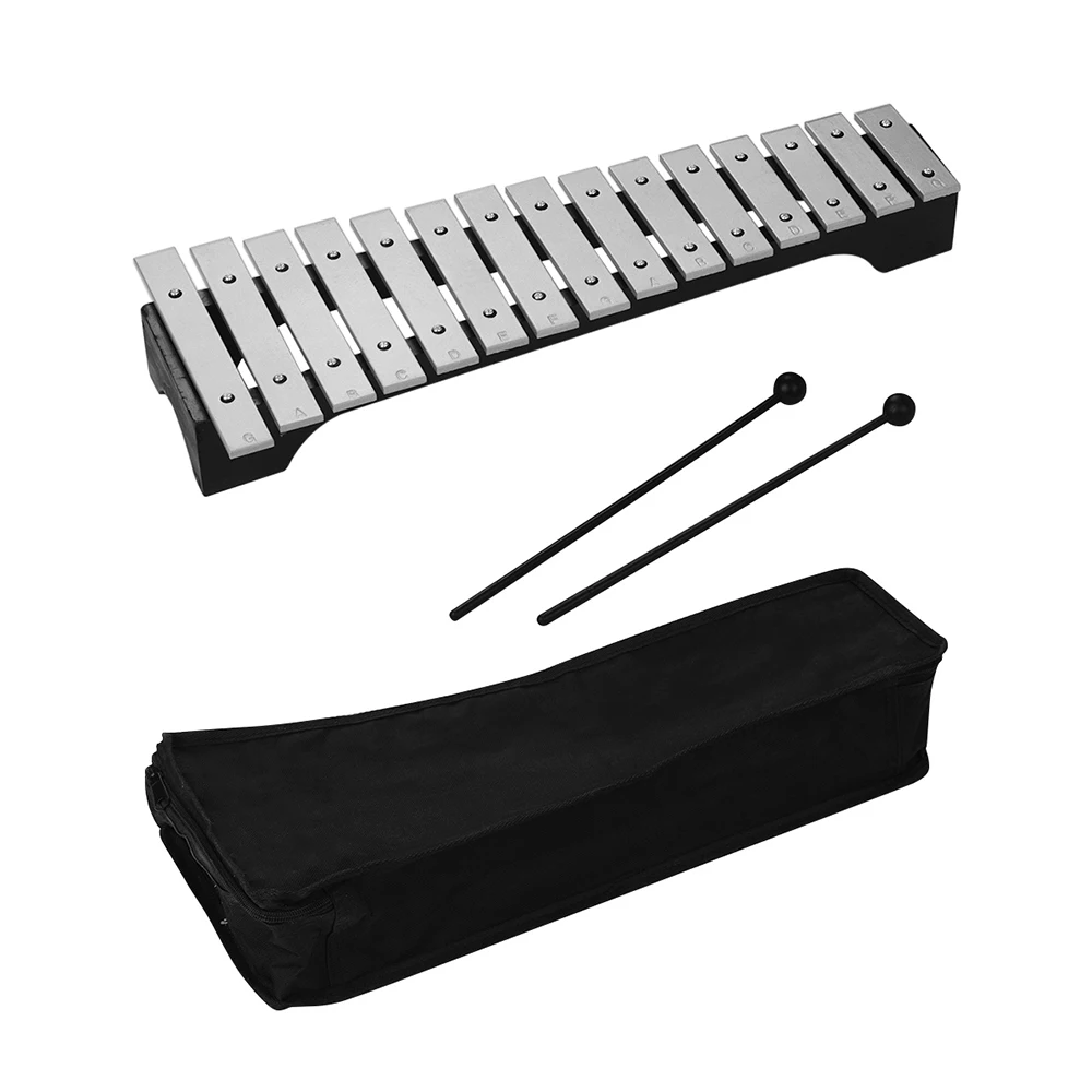 Ксилофон glockenмся 15 нот деревянная основа алюминиевые бруски с маллетами