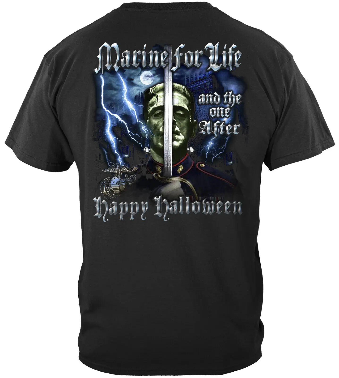 

United States Marine Corps USMC Halloween Marine T-Shirt 100% Cotton Black