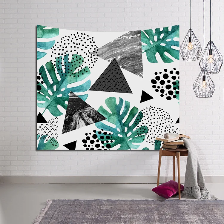 

Nordic digital printing decorative wall cloth green plant geometry wall blanket decor tapestry wall tapestry wall art tapestry