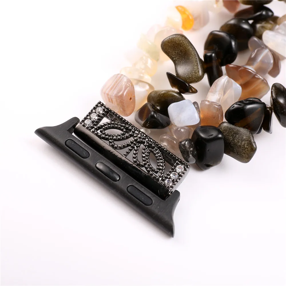 Ручной работы натуральный камень из бисера ремешок для наручных часов Apple Watch SE