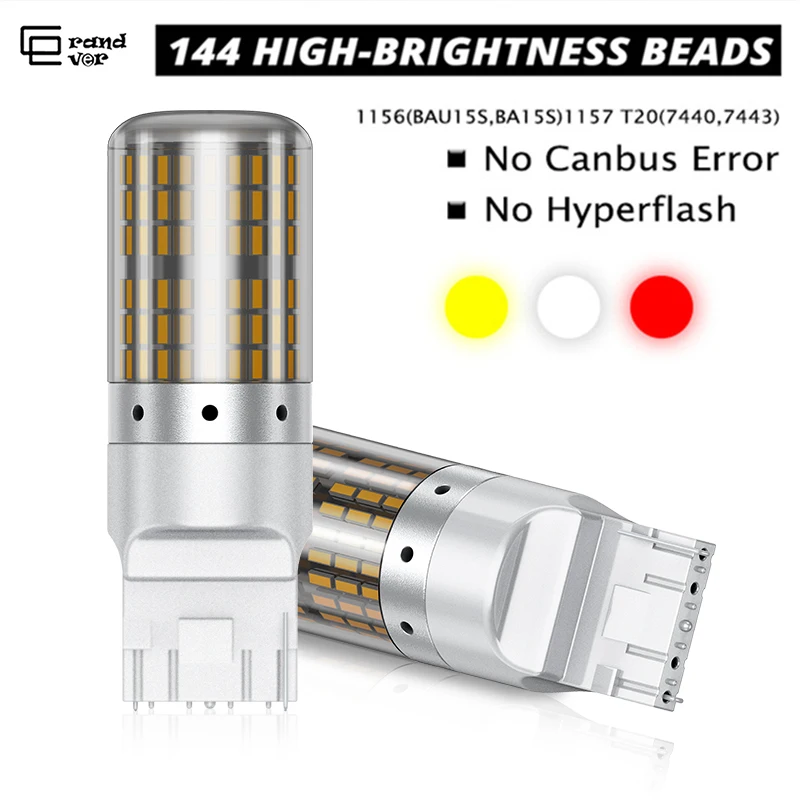Светодиодные лампы T20 7440 LED 1156 BA15S P21W Blub W21W W21/5W Canbus 144smd 7443 PY21W 1157 BAY15D для указателей