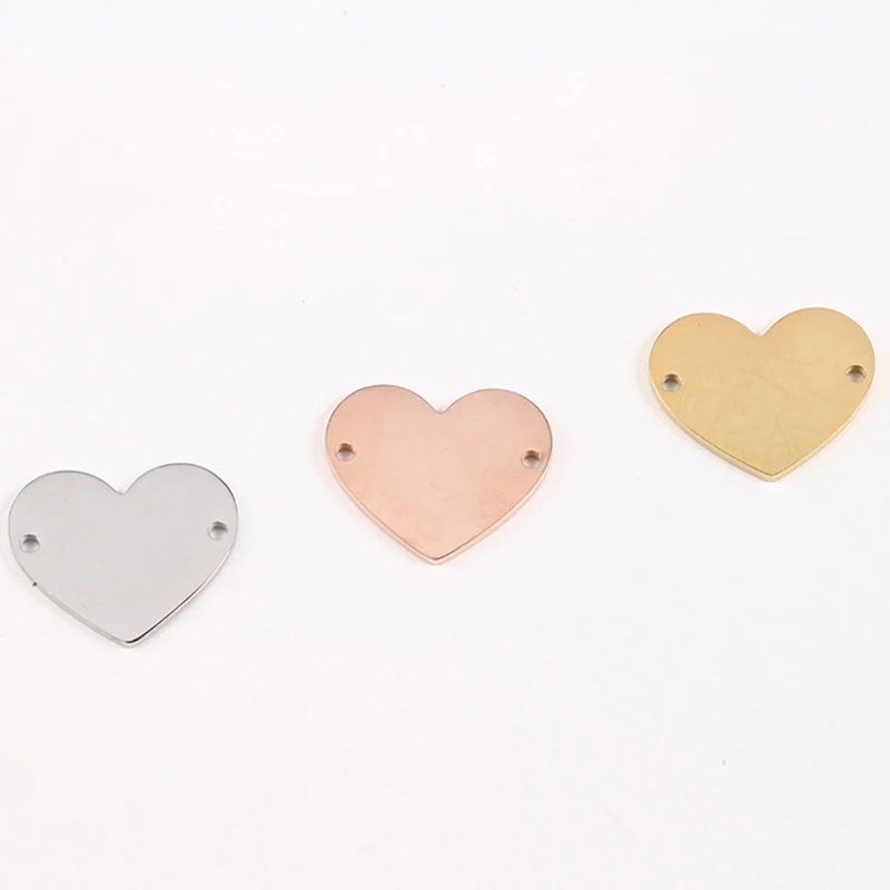

10pcs/Lot Real Stainless Steel Mirror Polish Heart Shaped Charms Inner Hole Connectors for DIY Jewelry Findings 16*20mm