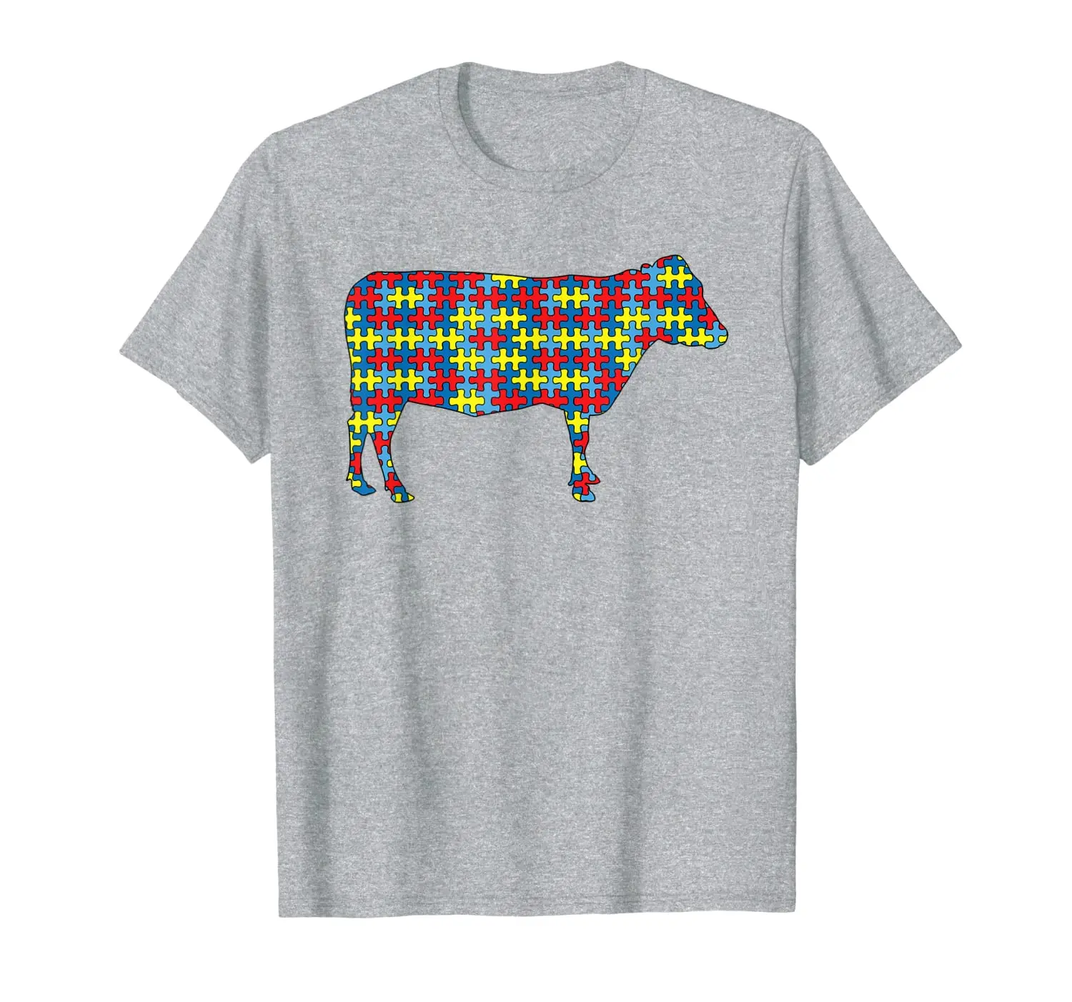 

Cow Autism Awareness Kids Heifer Farm Puzzle Day Mom Gift T-Shirt