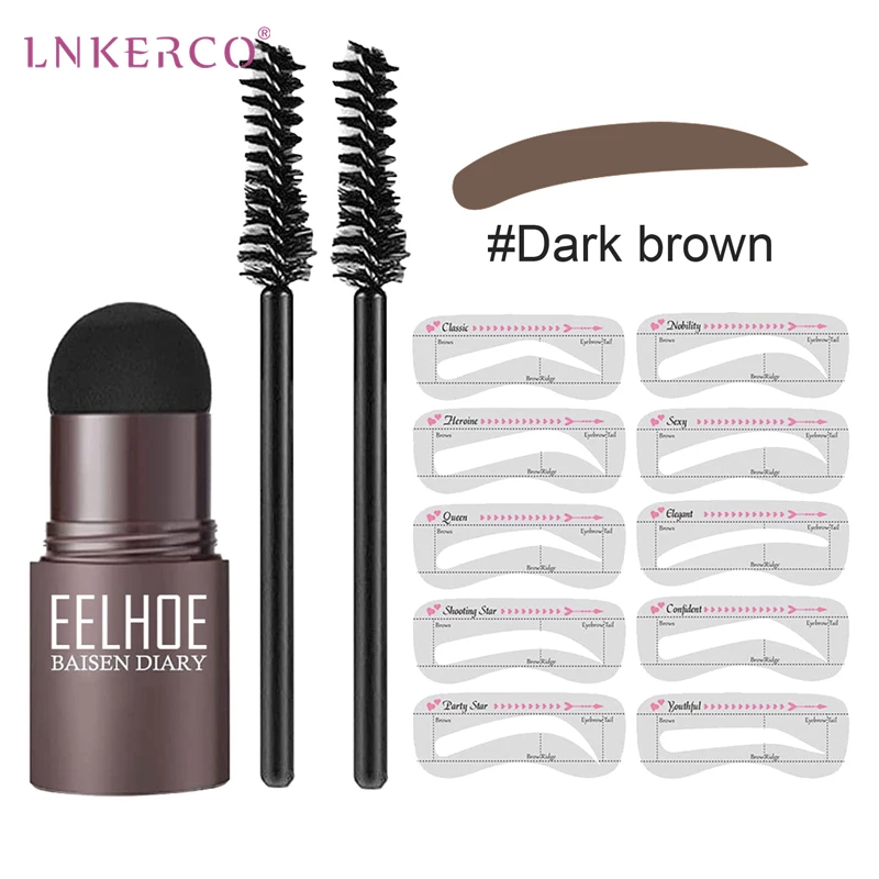 

Lnkerco 3 Colors New Eyebrow Stamp Shaping Kit Makeup Waterproof Brow Powder Natrual Eyebrow Stick Hair Line Contour Brown
