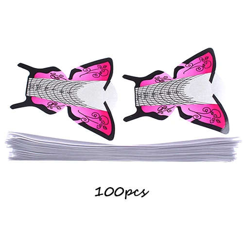 Finger Angel 50/100/500 шт бабочка дизайн формы для наращивания ногтей Nail Art Руководство советы Французский удлинитель DIY инструмент для маникюра(гель-W022 - Цвет: 100PCS