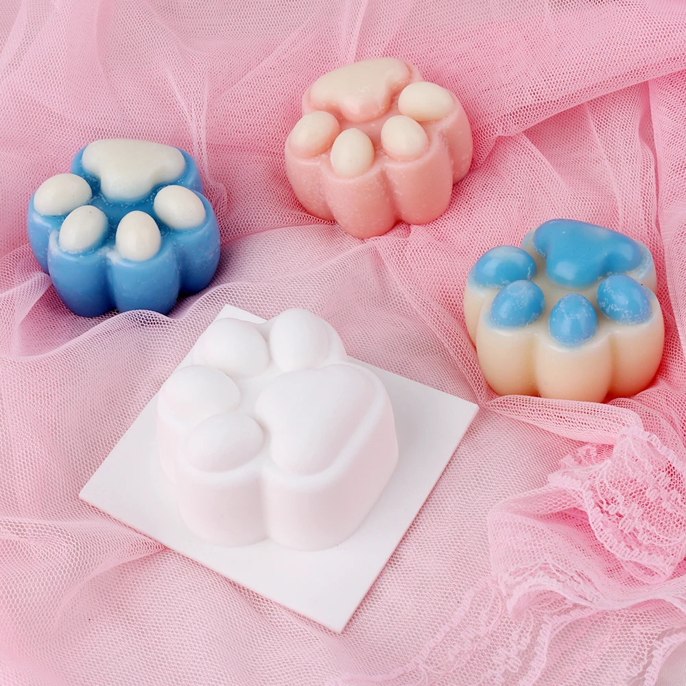 

1pcs Lovely cat Paw Silicone Soap Mold for Massage Therapy Bar Soap Making Tools DIY Homemade Spa Soaps Mould Silicone Soap Form