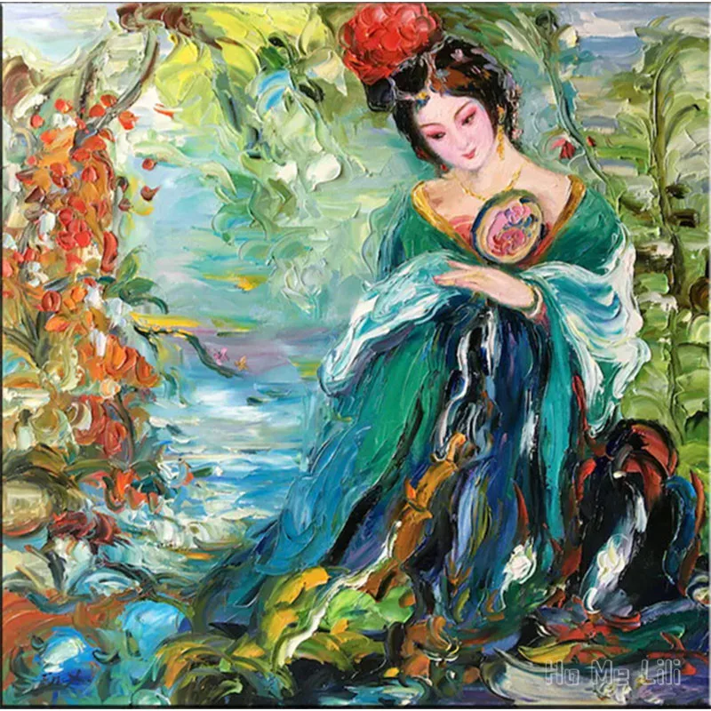 

Hand Oil On Canvas Palette Knife Painting A Woman Of Chinese Opera