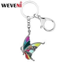 weveni enamel alloy floral 3d swallowtail butterfly keychains fashion bag key chain ring jewelry for women teen girl charm gifts