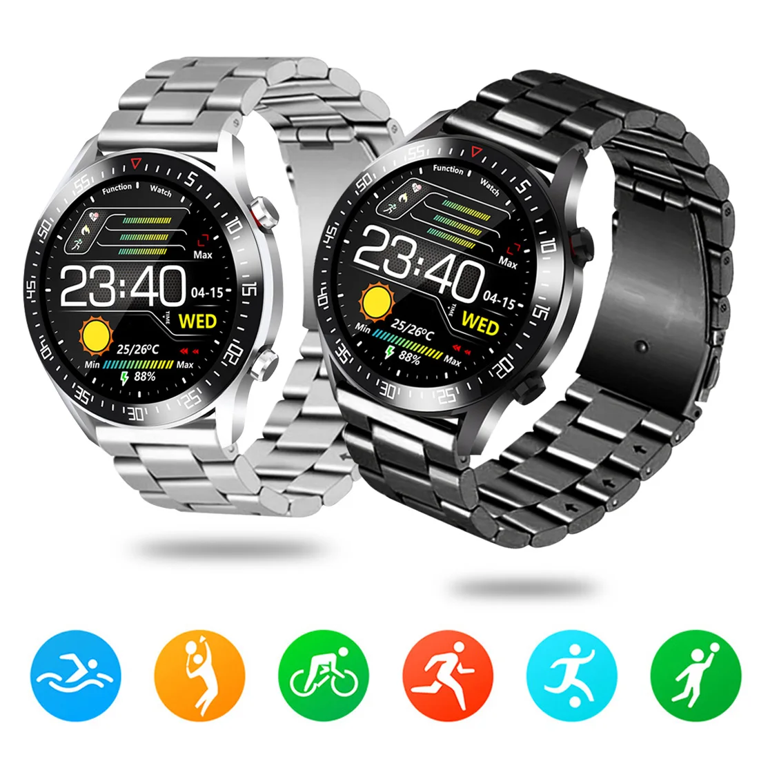 

2021 new smart watch men's full touch screen sports fitness watch IP67 waterproof bluetooth for Android iOS iOS smart watch men
