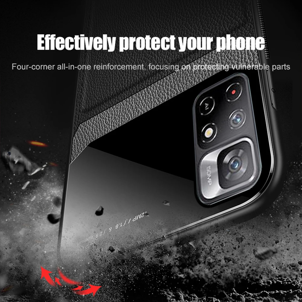 leather mirror glass phone cover for xiaomi poco m4 pro 5g pu shockproof phone back case for poco m 4 4m pro poko m4 pro 6 6inch free global shipping