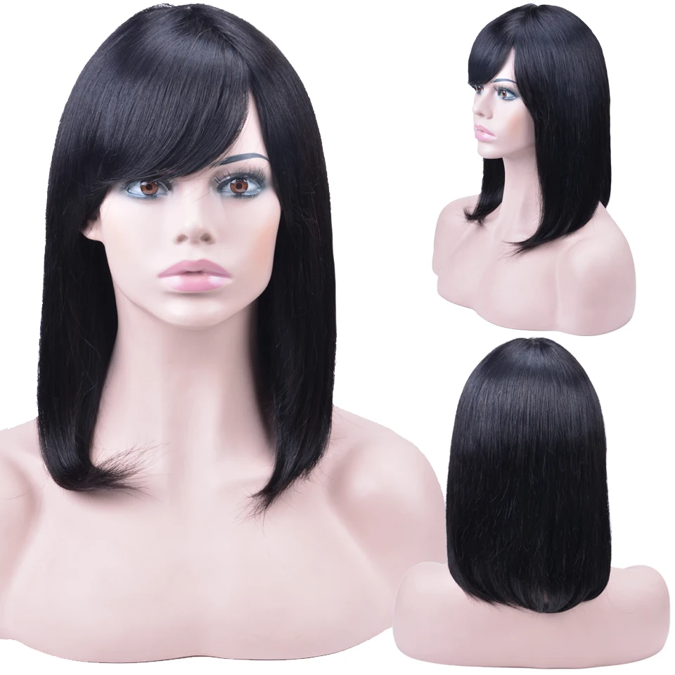 Малазийские прямые короткие парики из человеческих волос с детскими волосами