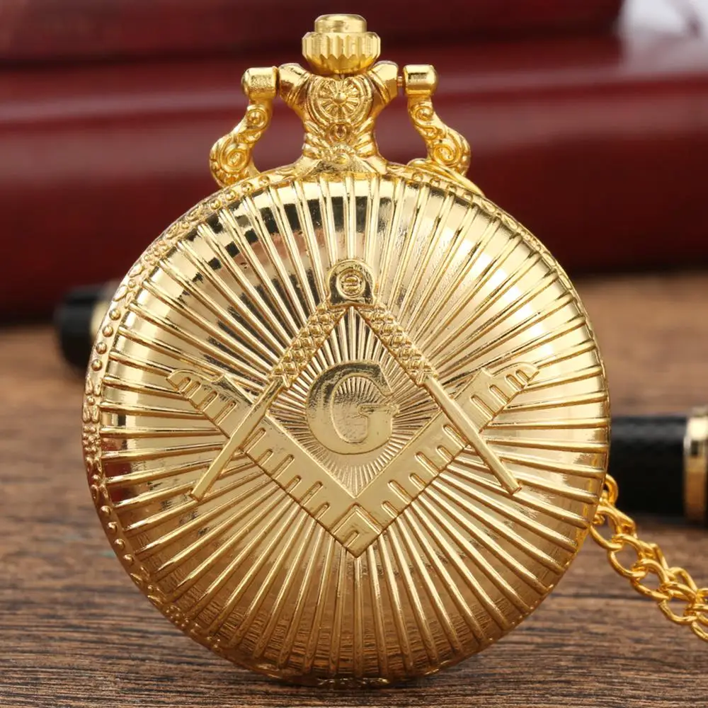 Роскошные золотые кварцевые карманные часы с логотипом Masonic G стандартный