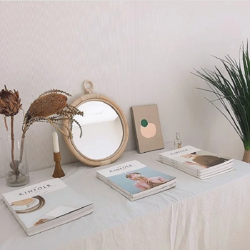 Ротанговое настенное зеркальное украшение винтажные круглые зеркала для