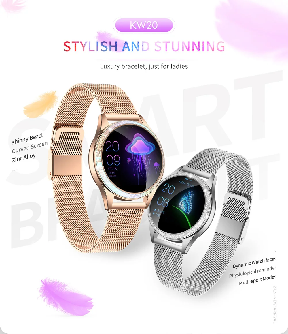 Bluetooth Смарт часы женские полный экран Поддержка SIM tf-карты Smartwatch монитор сердечного ритма спортивные часы для IOS Andriod KW20