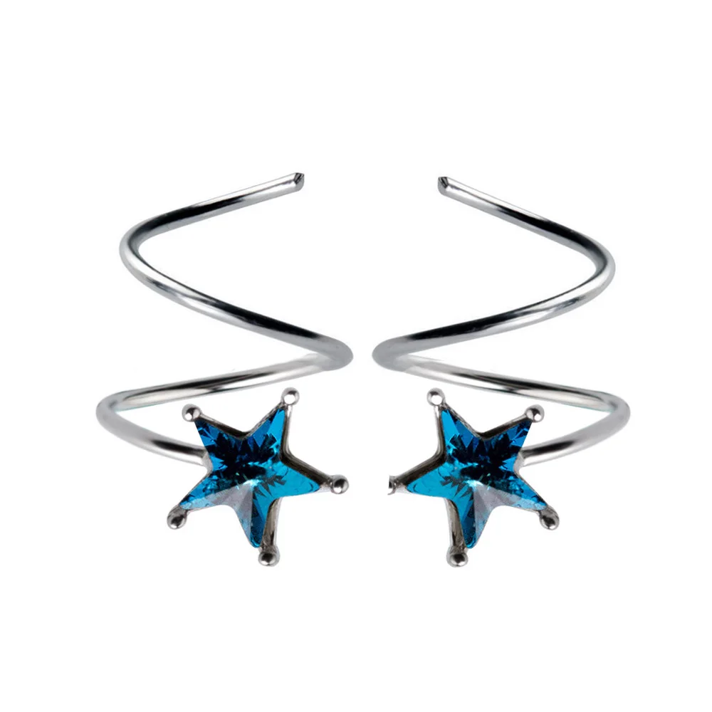 Женские серьги клипсы Trusta из серебра 100% пробы с маленькой звездой и косточками