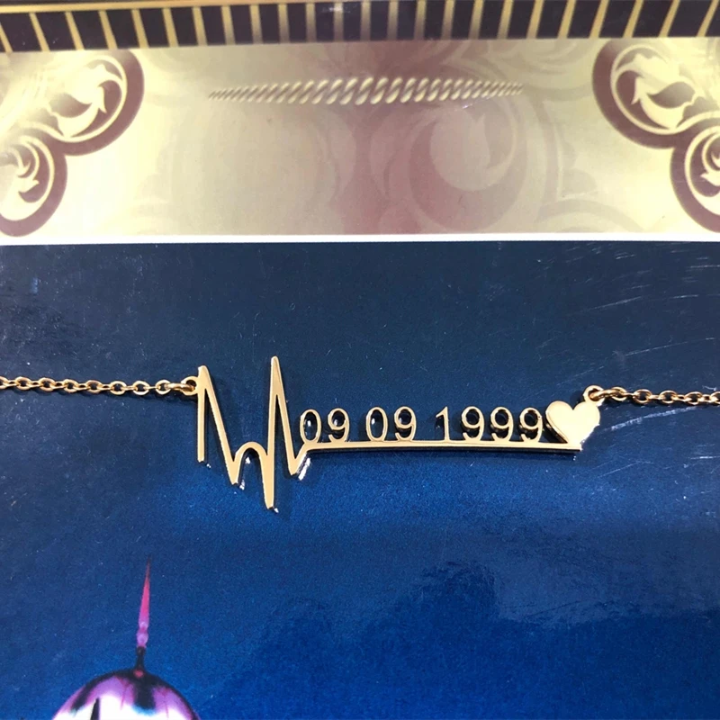 Ожерелье из нержавеющей стали на заказ с датой рождения ребенка индивидуальное