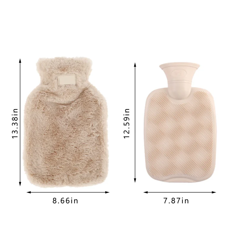 

1800ml Hot Water Bottle Soft To Keep Warm In Winter Portable And Reusable Protection Plush Covering Washable And Leak-proof 1.8L