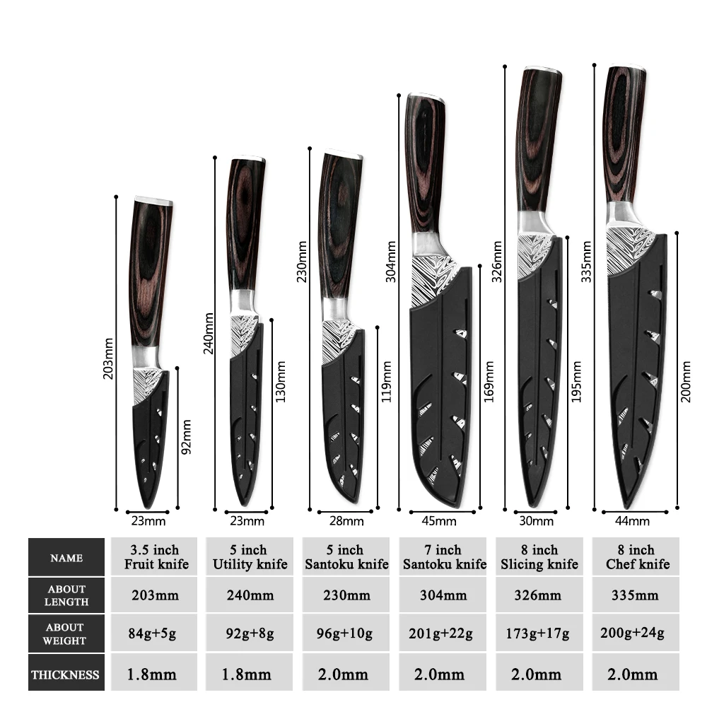 Набор ножей из нержавеющей стали QING кухонный набор 6 японских овощей рыбы мяса
