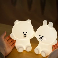 friends bear rabbit night light baby kid bed lamp desk decor touch dimmable usb chargeable led silicone fixture christmas gifts