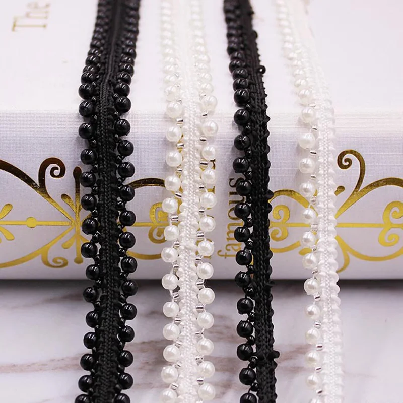 1 ярдов/партия жемчужным бисером кружевной лентой африканская кружевная ткань из