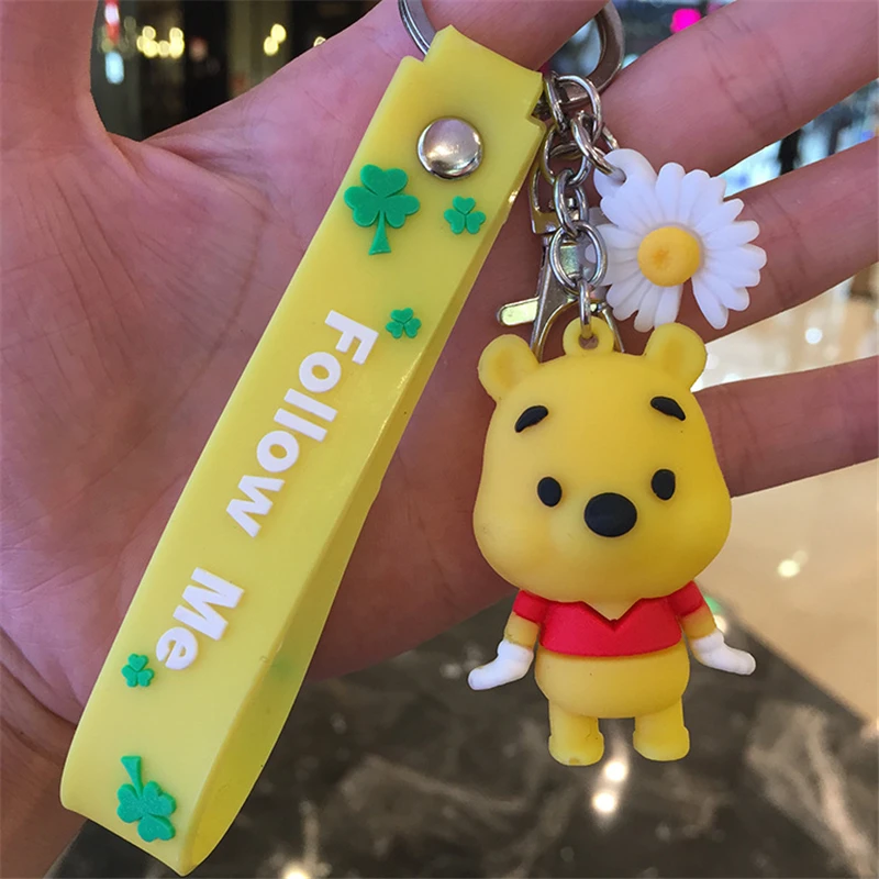 

2021 Disney Minnie Keychain Cartoon Lilo Stitch Donald Duck Keychain Anime Model Key Chain Lovely Pooh Key Chain Children Toys