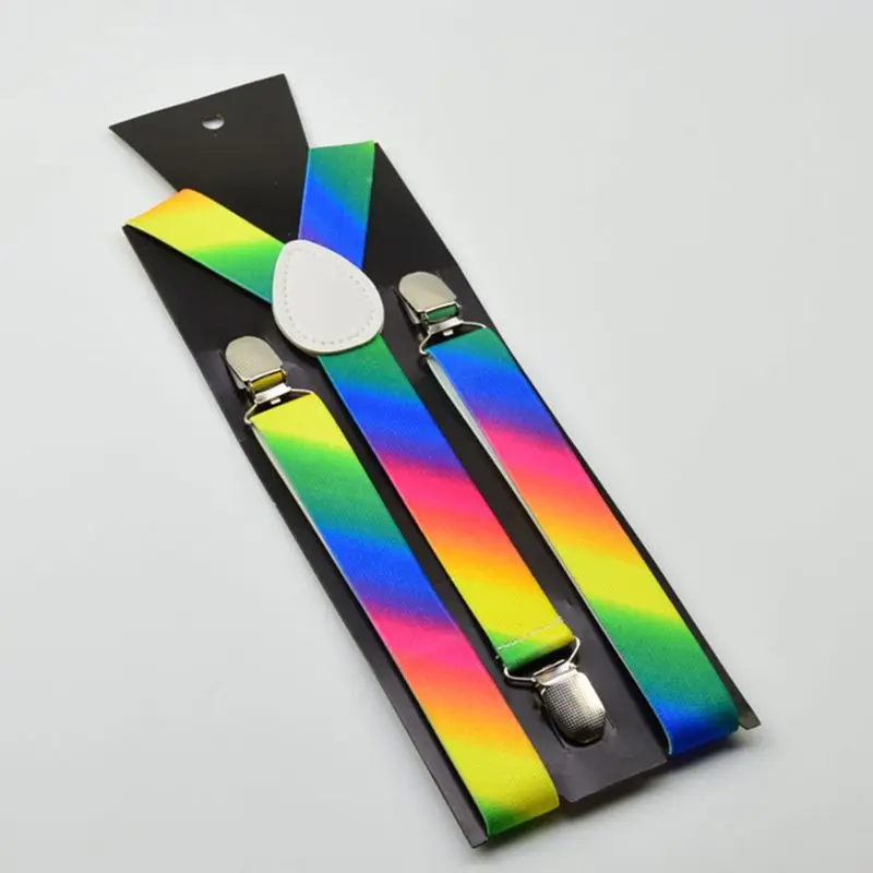 

Fashion Personality Strap Belts Unisex Adult Straps Clip Rainbow Print Adjustable Suspender Belt