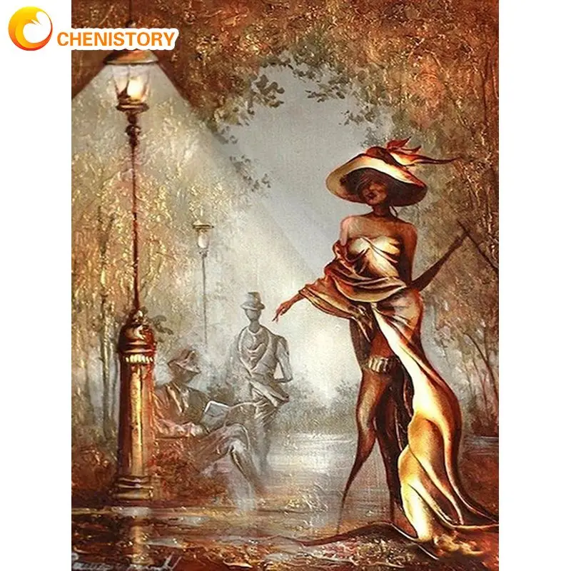 

CHENISTORY Diamond Painting Full Square 5D Diamond Embroidery Cross Stitch gold Woman Pictures Of Rhinestones Mosaic Sale Wall